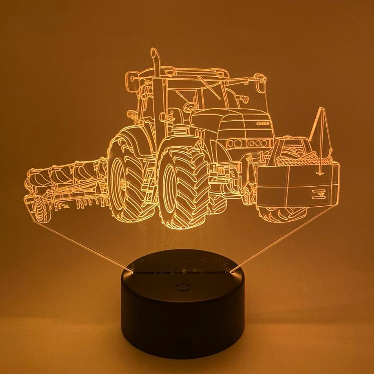 3D LED lamp tractor met handgetekende lijnillustratie