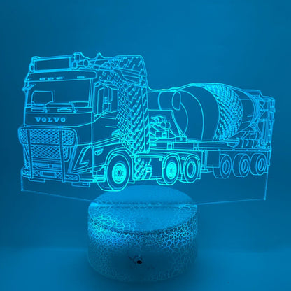 Cadeau-idee 3D LED lamp Betonwagen – leuk voor truckliefhebbers