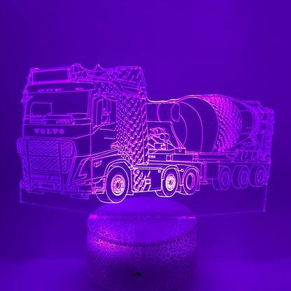3D LED lamp Betonwagen – geschikt als verjaardagscadeau