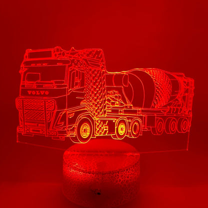 Gepersonaliseerd cadeau 3D LED lamp – betonwagen met naam