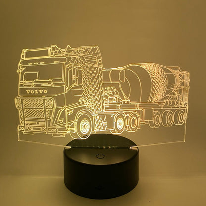 Betonwagen 3D Led Lamp – instelbare kleuren en felle verlichting
