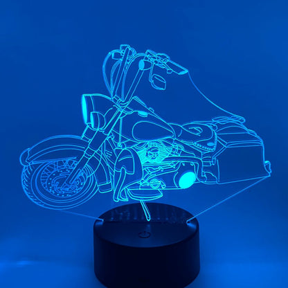 Lijntekening van een motor met led verlichting - keus uit verschillende lampvoeten.