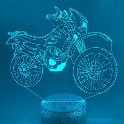 Gepersonaliseerde LED lamp crossmotor met naam en motor design.