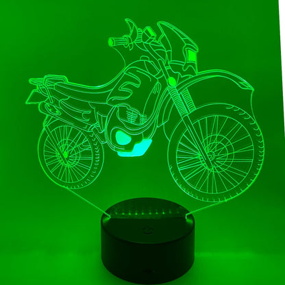 3D LED lamp crossmotor als origineel cadeau voor motorliefhebbers.