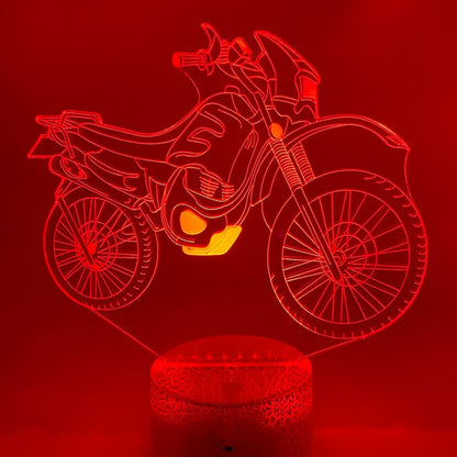 Gepersonaliseerde 3D LED lamp crossmotor met naam, ideaal cadeau.