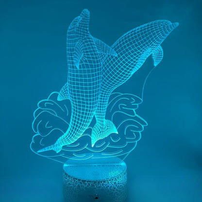3D LED lamp dolfijnen, elegant ontwerp, leuk om te geven of te krijgen als verrassend cadeau