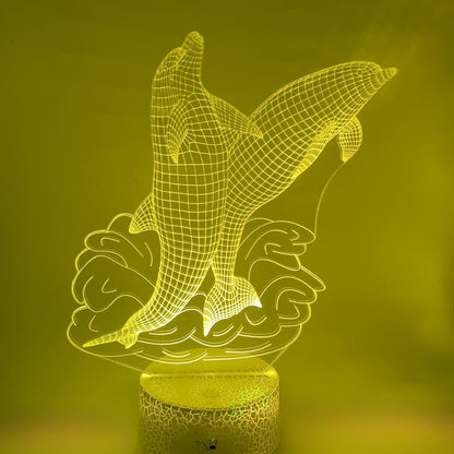 3D LED-lamp dolfijnen RGB, verstelbare kleuren, sfeervolle nachtlamp voor slaapkamer en woonkamer