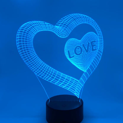 RGB 3D LED hart lamp met afstandsbediening, kleuren aanpassen.