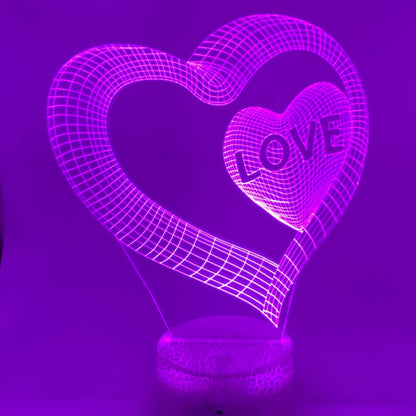 Romantische 3D hart lamp, perfect om cadeau te geven.