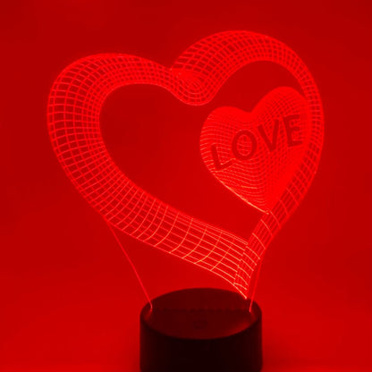 3D hart lamp voor op nachtkastje, sfeervol en romantisch.