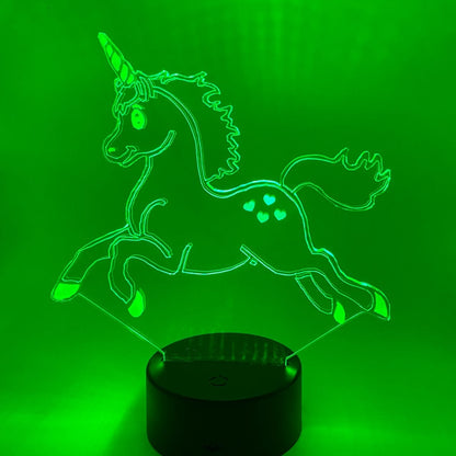 Persoonlijke 3D LED Eenhoorn 02 – te graveren met naam, leuk cadeau voor kinderen