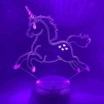 ijntekening Eenhoorn 01 LED lamp – gepersonaliseerd met naam