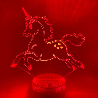 RGB Eenhoorn 02 lamp – 3D LED met verstelbare kleuren, ideaal als cadeau