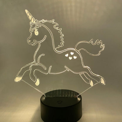 3D LED Eenhoorn 02 lamp – sfeervolle verlichting in meerdere kleuren, RGB-opties
