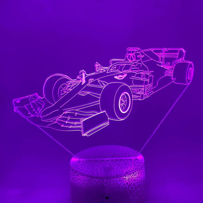 3D LED Formule 1 lamp – keuze uit lampvoeten, origineel decoratief accent.