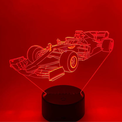 Formule 1 3D LED lamp voor fans – personaliseerbaar, kleurrijk en stijlvol, geschikt als cadeau.