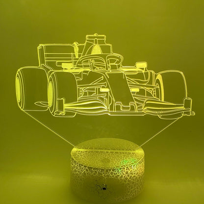 Personaliseerbare Formule 1 3D lamp – voeg naam toe, perfect verjaardags- of kerstcadeau.