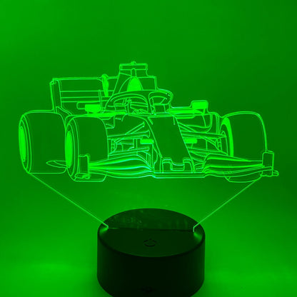 3D Formule 1 lamp met verstelbare voet – kies uit meerdere standen en materialen, stijlvol accent voor interieur.