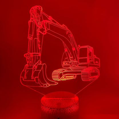 3D LED lamp graafmachine voor bouwdecoratie – stoer cadeau voor bouwfans en modelbouwers.