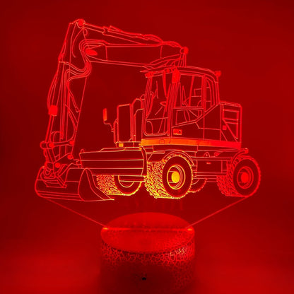 3D LED lamp graafmachine op acryl met lampvoet - voor de stoere kinderkamer