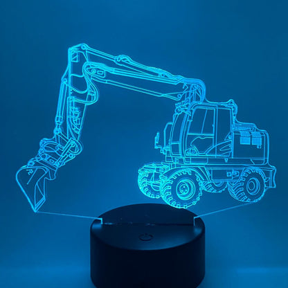 Gepersonaliseerde graafmachine LED lamp – naam toevoegen, uniek cadeau.