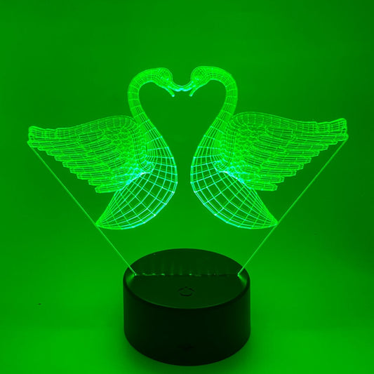 3D LED LAMP - KUSSENDE ZWANEN
