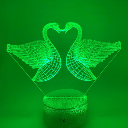 Kussende zwanen LED lamp, perfect als cadeau voor geliefden.