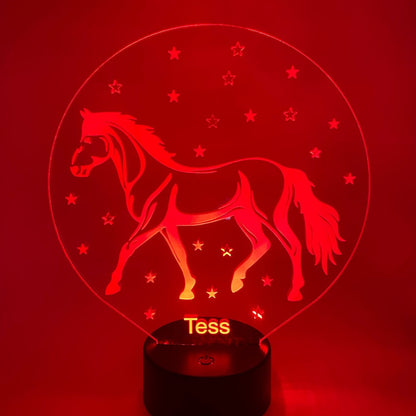 Personaliseerbare 3D LED lamp paard – uniek cadeau met naamgravure, perfect voor feestdagen.
