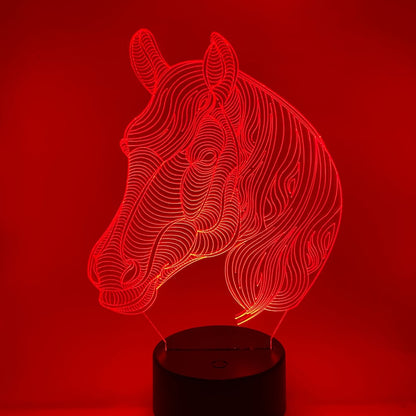 3D Led Lamp - Paardenhoofd - voor de echte paardenliefhebbers.