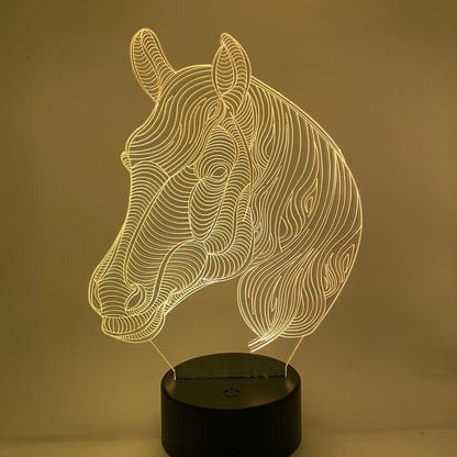 3D LED lamp paardenhoofd in lijntekening