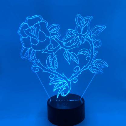 Gepersonaliseerde roos met hart LED lamp met naam, uniek geschenkidee.