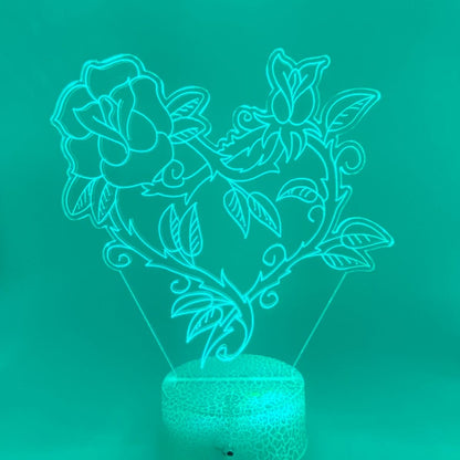 3D roos met hart lamp met verschillende lampvoeten, voor elke interieurstijl.