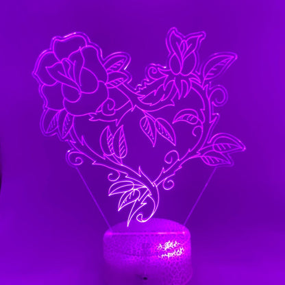 Hartvormige 3D lamp met RGB kleuren, sfeervol voor elke kamer.