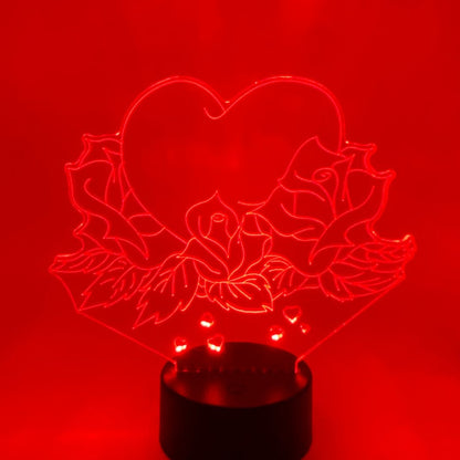 LED hart lamp met verschillende kleuren en standen, sfeervol.