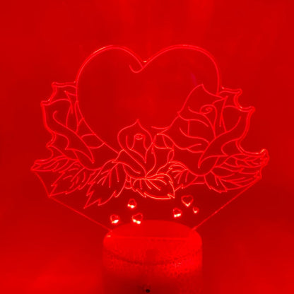 3D hart lamp met houten voet en naam personalisatie optie.