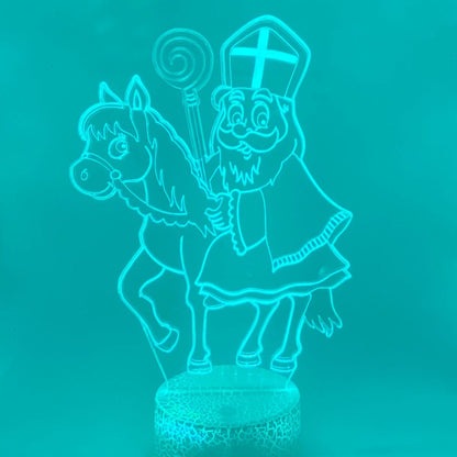 Gepersonaliseerde 3D LED Sinterklaas – voeg een naam toe, origineel cadeau voor kinderen.
