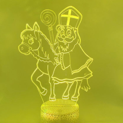 Sinterklaas LED lamp met wisselende kleuren – verstelbare RGB verlichting, vrolijke Sint-versiering.