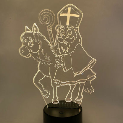 Sinterklaas 3D lamp lijntekening – minimalistisch design, perfecte decoratie voor Sint-feest.