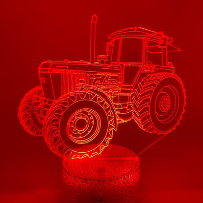 3D tractor lamp met verschillende voetopties, stijlvol voor nachtkastje of bureau.