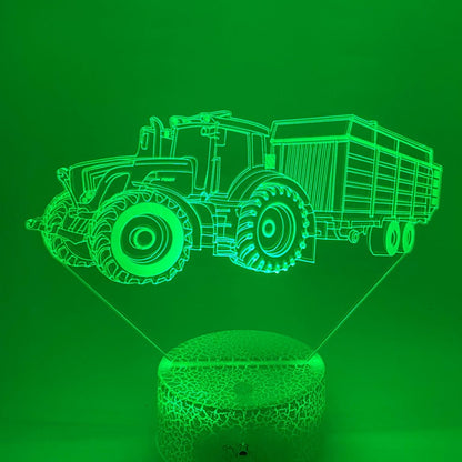 Tractor met aanhanger 3D lamp cadeau voor kinderen, sfeervolle verlichting en decoratie.