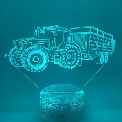 Gepersonaliseerde 3D LED tractor lamp, naamgravure mogelijk, origineel cadeau.