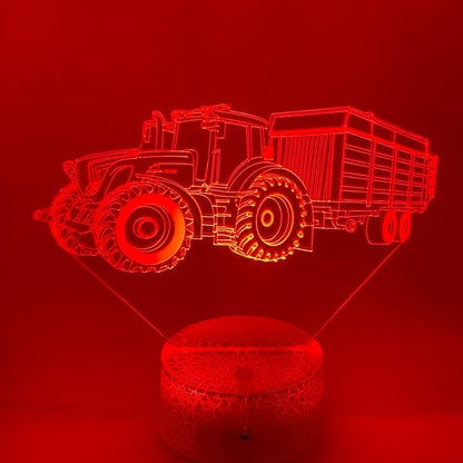 Tractor lamp 3D als cadeau, personaliseerbaar met naam voor unieke verrassing.