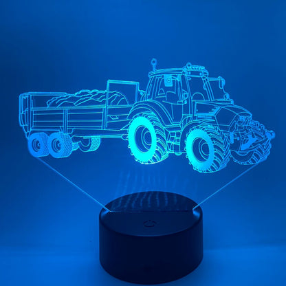 Personaliseerbare LED tractor lamp, kleur en naam instelbaar, uniek cadeau.