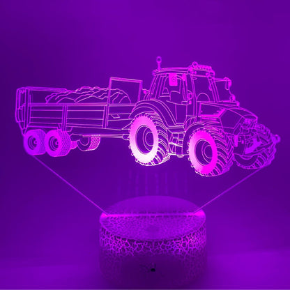 RGB 3D tractor met aanhanger lamp met instelbare kleuren, voor sfeervolle nachtlamp.