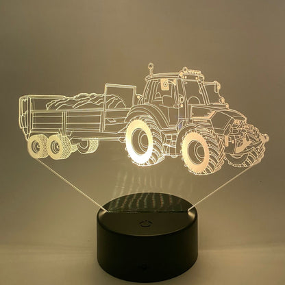 Stoere 3D LED tractor lamp, ideaal voor tractorfanaten en liefhebbers van landbouw.