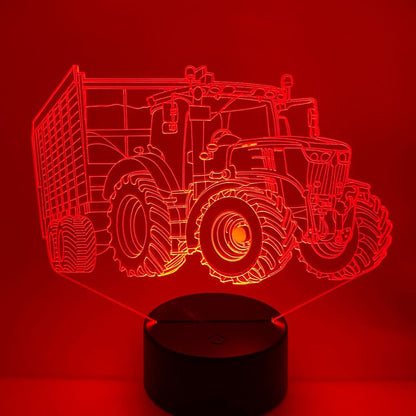 Tractor met aanhanger 3D lamp cadeau voor kinderen, sfeervolle verlichting en decoratie.