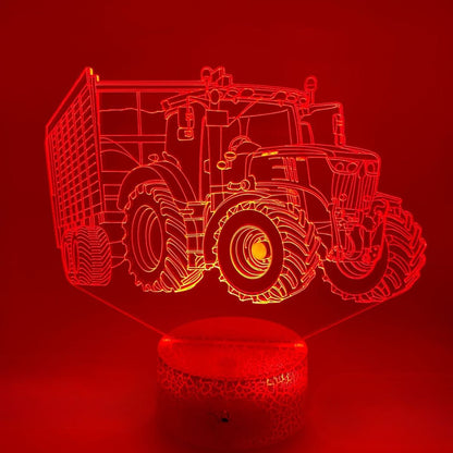 Gepersonaliseerde 3D LED tractor lamp, naamgravure mogelijk, origineel cadeau.