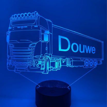 3D LED lamp vrachtwagen voor vrachtwagenliefhebbers – stoer nachtlampje voor in huis of je truck.