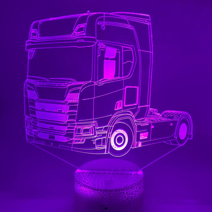 Gepersonaliseerd cadeau 3D LED lamp – vrachtwagen met naam