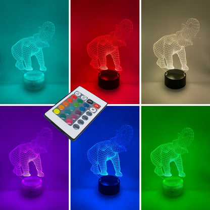 3D LED lamp olifant RGB kleuren verstelbaar